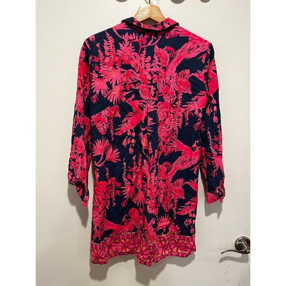 Lilly Pulitzer Womens Tropical Print Tunic Dress M Cotton Navy & Pink XS - Picture 5 of 10